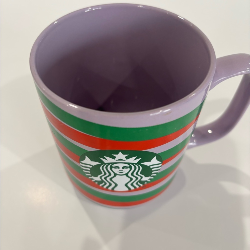 Holiday 2020 Starbucks Purple with Red And Green Stripes 11oz Ceramic Mug - Picture 2 of 13
